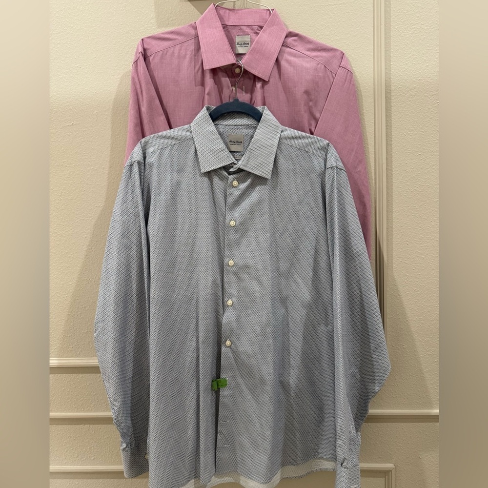 Hardy Amies Men’s XL London Designer long sleeve button down shirt 2 bundle